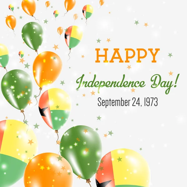Tarjeta de felicitación del Día de la Independencia de GuineaBissau Globos voladores en colores nacionales de GuineaBissau — Archivo Imágenes Vectoriales