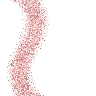 Pembe altın glitter kalpler sol dalga beyaz Sevgiliye arka plan vektör çizim üzerinde yapılmış