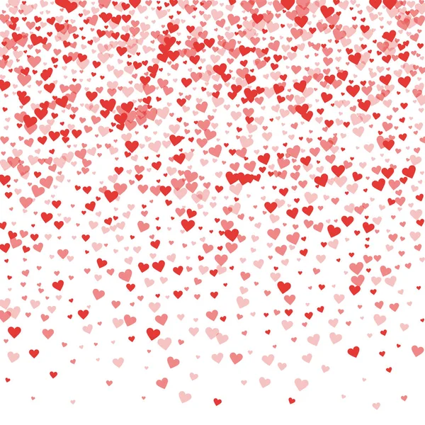 Coriandoli cuori rossi Top gradiente su sfondo bianco valentino Illustrazione vettoriale — Vettoriale Stock