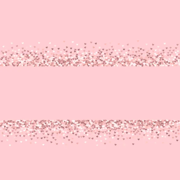 Pink golden glitter made of hearts Scatter lines on palepink valentine background Vector — Stock Vector