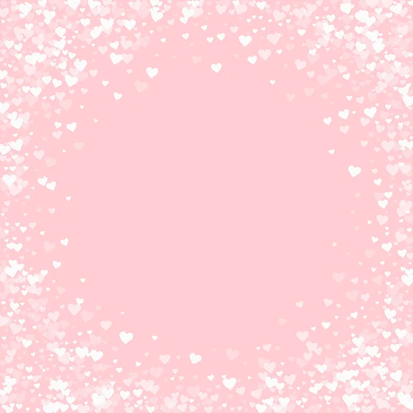Confettis cœurs blancs Cadre bordé sur fond palepink Valentine Illustration vectorielle — Image vectorielle