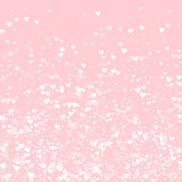 Białe serca konfetti dołu gradientu na palepink tło valentine wektor ilustracja — Wektor stockowy