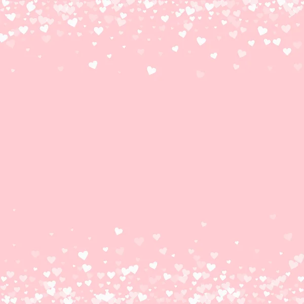 Confetti grenst aan palepink valentine achtergrond vectorillustratie van de harten van de Wit — Stockvector