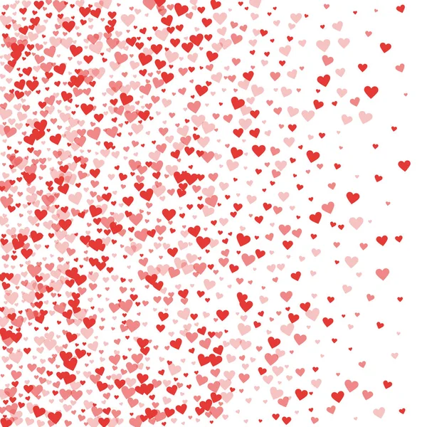 Corazón rojo confeti Gradiente izquierdo sobre fondo blanco de San Valentín Ilustración vectorial — Archivo Imágenes Vectoriales