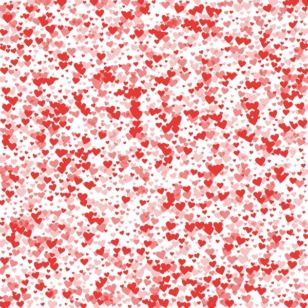 Corazón rojo confeti Patrón disperso sobre fondo blanco de San Valentín Ilustración vectorial — Archivo Imágenes Vectoriales