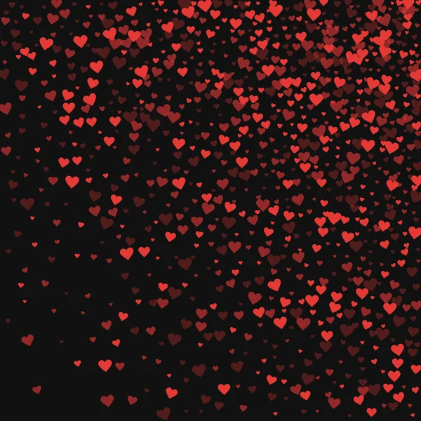 Corações vermelhos confete Random gradiente dispersão no fundo preto valentine Vector ilustração —  Vetores de Stock