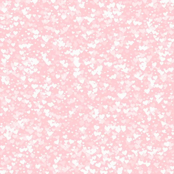 Vita hjärtan konfetti spridda mönster på palepink valentine bakgrund vektorillustration — Stock vektor