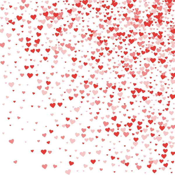 Red hearts confetti Random gradient scatter on white valentine background Vector illustration — Stock Vector