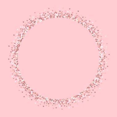 Pembe altın glitter kalpler yapılmış yuvarlak şekil palepink Sevgililer arka planda vektör