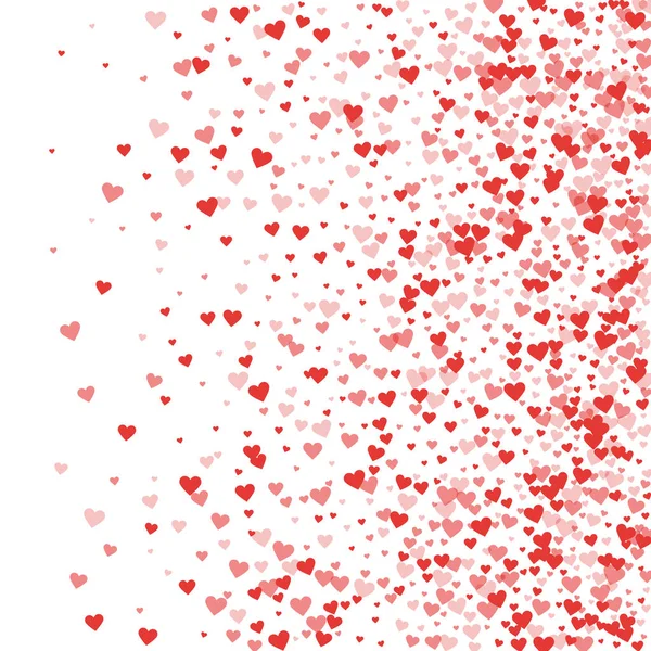Red hearts confetti Right gradient on white valentine background Vector illustration — Stock Vector