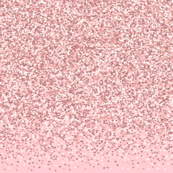 Roze gouden glitter gemaakt van harten Top verloop op palepink valentine achtergrond Vector — Stockvector