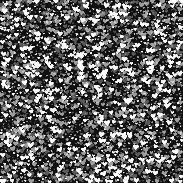 Λευκό κομφετί διάσπαρτα καρδούλες σε φόντο μαύρο Αγίου Βαλεντίνου εικονογράφηση διάνυσμα — Διανυσματικό Αρχείο