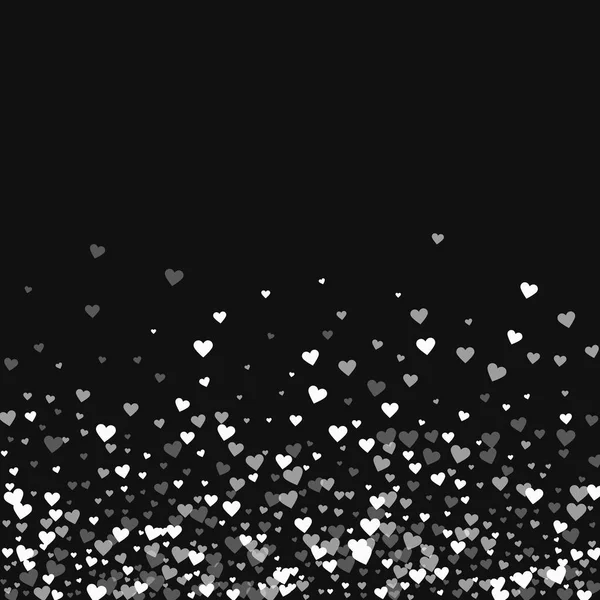 Confettis cœurs blancs dégradé bas Scatter sur fond valentin noir Illustration vectorielle — Image vectorielle