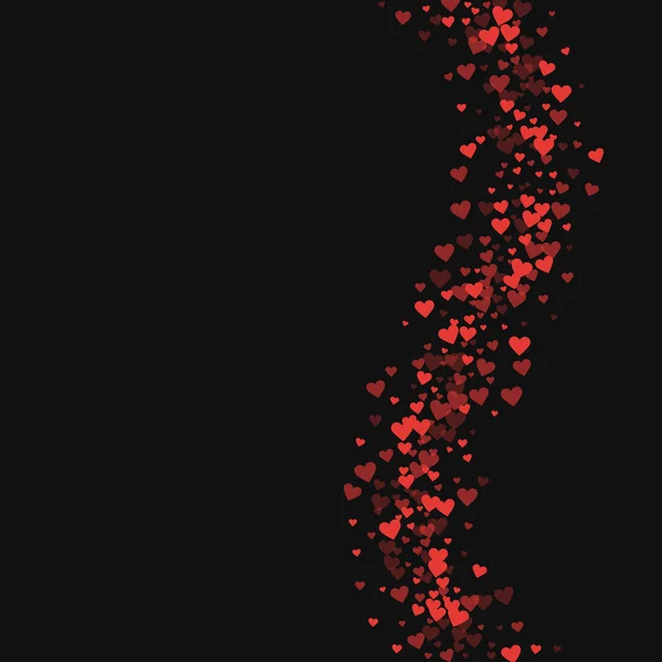 Corações vermelhos confetti Onda direita sobre fundo preto valentine ilustração vetorial —  Vetores de Stock