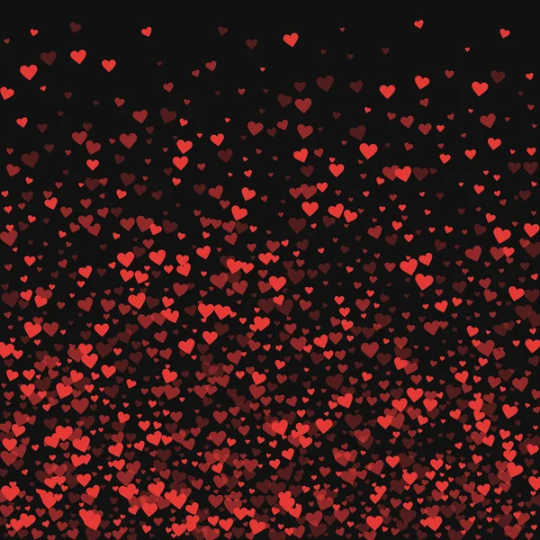 Corações vermelhos confetti Gradiente inferior sobre fundo preto valentine ilustração vetorial —  Vetores de Stock