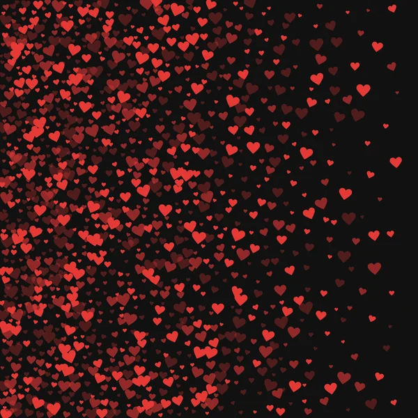 Konfety červené srdce nechal přechodů na pozadí černé valentine vektorové ilustrace — Stockový vektor
