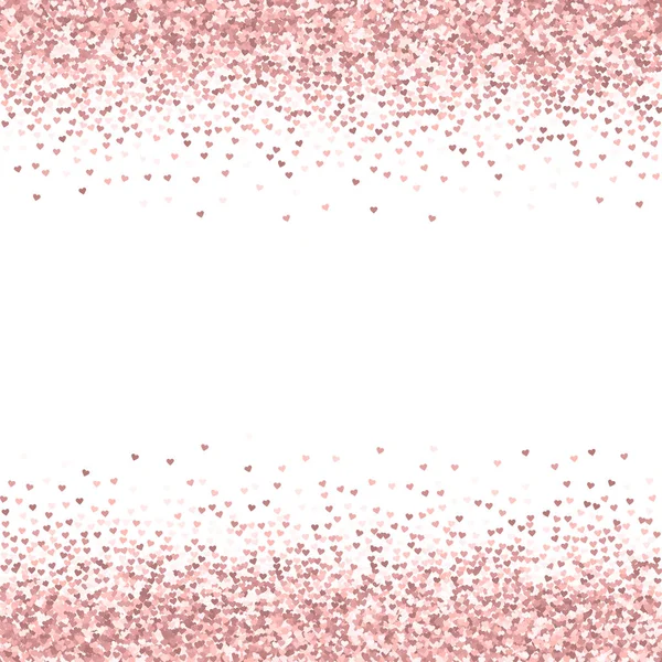Rosa gyllene glitter gjort hjärtan gränser på vita valentine bakgrund vektorillustration — Stock vektor