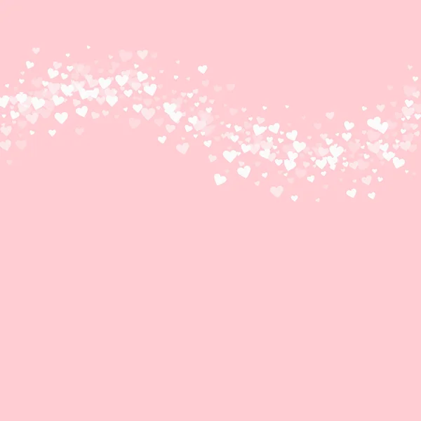 Confiti corazones blancos Ola superior en el fondo de San Valentín palepink Ilustración vectorial — Archivo Imágenes Vectoriales