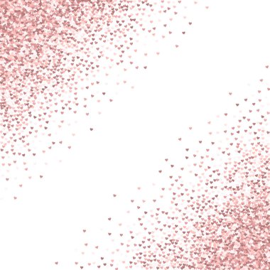 Pembe altın glitter kalpler dağılım soyut köşelerinde beyaz Sevgiliye arka plan vektör yapılmış
