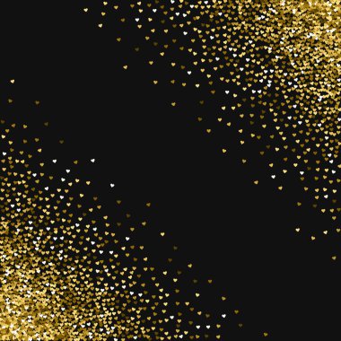 Altın glitter kalpler yapılan dağılım köşeye sıkışmış gibi sınır siyah Sevgiliye arka plan vektör