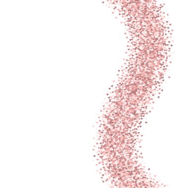 Pembe altın glitter kalpler doğru dalga beyaz Sevgiliye arka plan vektör çizim üzerinde yapılmış