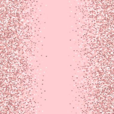 Pembe altın glitter kalpler dağınık çerçevesinin palepink Sevgiliye arka plan vektör üzerinde yapılan