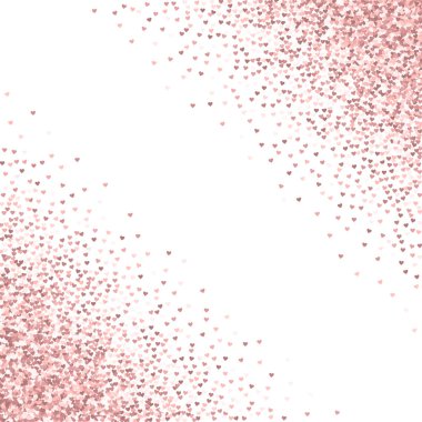 Pembe altın glitter kalpler yapılan dağılım köşeye sıkışmış gibi sınır beyaz Sevgiliye arka plan vektör