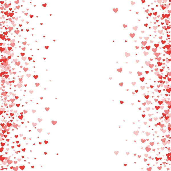 Red hearts confetti Scattered frame on white valentine background Vector illustration — Stock Vector