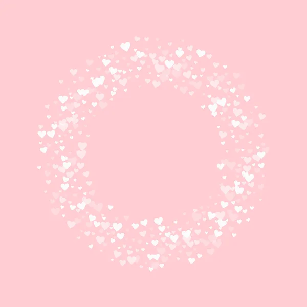 Witte hart confetti Bagel vorm op palepink valentine achtergrond vectorillustratie — Stockvector
