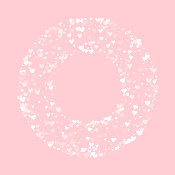 Białe serca konfetti okrągły bagel ramki na palepink tło valentine wektor ilustracja — Wektor stockowy