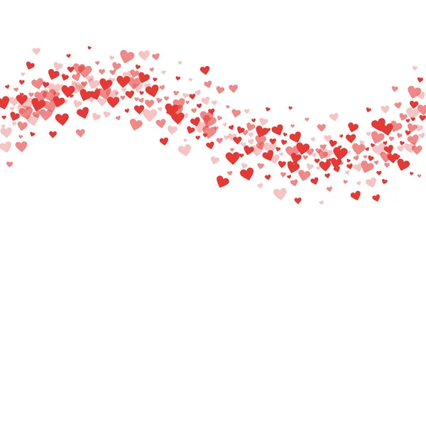 Confettis cœurs rouges Onde supérieure sur fond blanc Valentin Illustration vectorielle — Image vectorielle