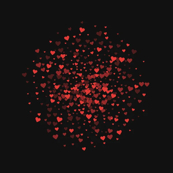 Rote Herzen Konfettikugel auf schwarzem Valentinshintergrund Vektor Illustration — Stockvektor