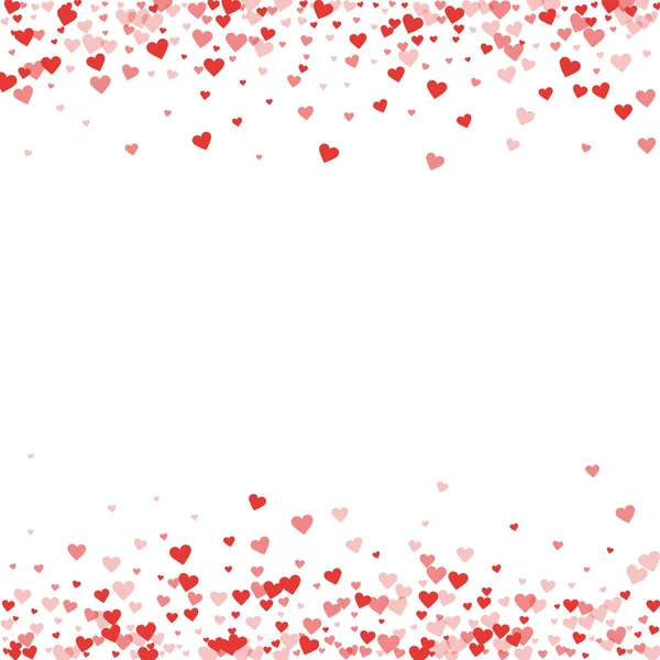 Red hearts confetti Borders on white valentine background Vector illustration — Stock Vector