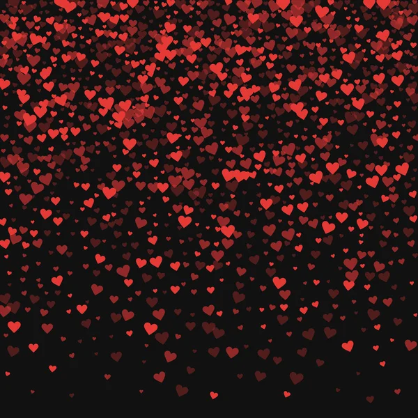 Конфетти с красными сердцами Верхний градиент на фоне черного валентина Векторная иллюстрация — стоковый вектор