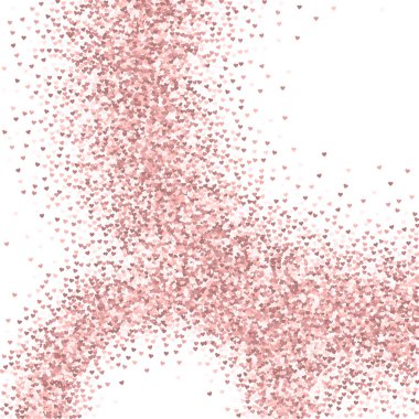 Pembe soyut circles kalplerin yapılan altın glitter Sevgililer vektör arka plan beyaz