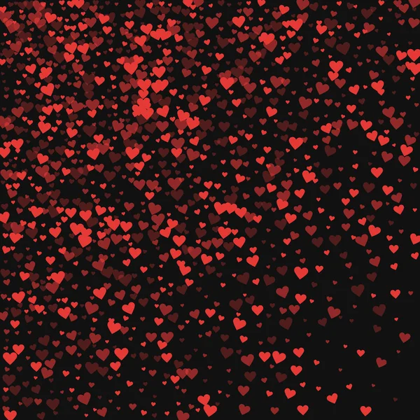Corações vermelhos confetti Abstract scatter on black valentine background ilustração vetorial —  Vetores de Stock