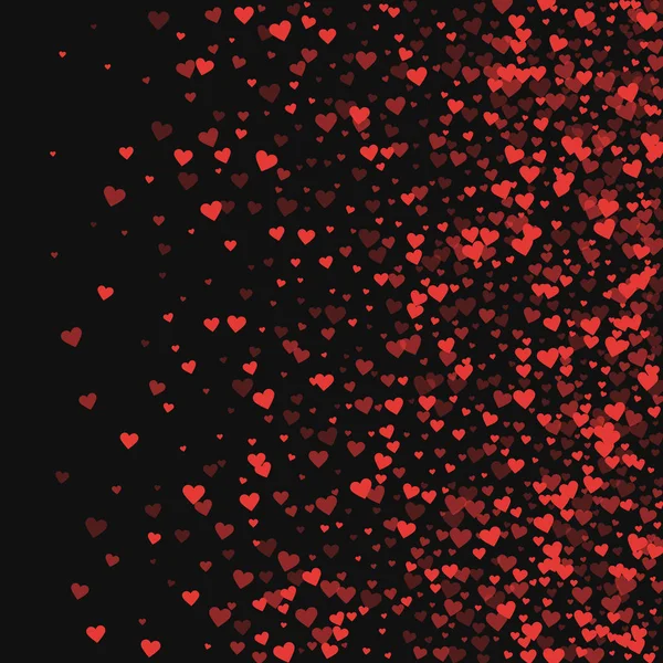 Červená srdce konfety správný přechod na pozadí černé valentine vektorové ilustrace — Stockový vektor