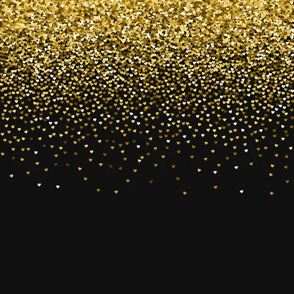 Gouden glitter gemaakt van harten Scatter top kleurovergang op de achtergrond van de zwarte Valentijn Vector — Stockvector
