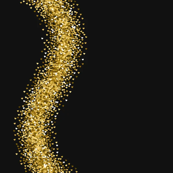 黒いバレンタイン背景ベクトル図に心左波の作られた黄金の輝き — ストックベクタ
