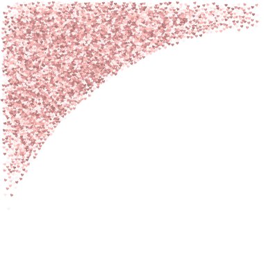 Pembe altın glitter kalpler sol üst köşede beyaz Sevgiliye arka plan vektör yapılmış