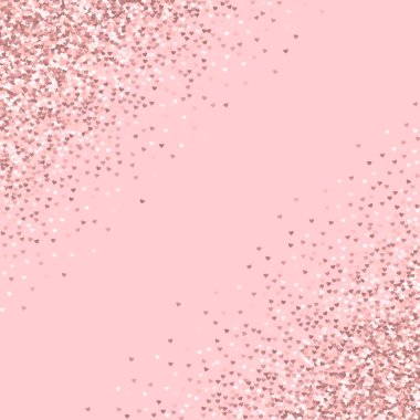 Pembe altın glitter kalpler dağılım soyut köşelerinde palepink Sevgiliye arka plan yapılmış