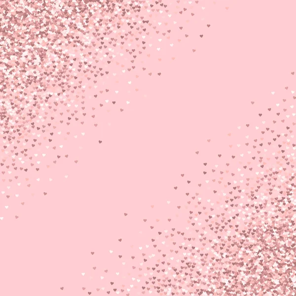 Pembe altın glitter kalpler dağılım soyut köşelerinde palepink Sevgiliye arka plan yapılmış