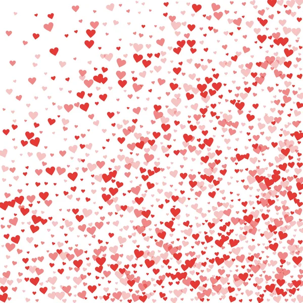 Red hearts confetti Abstract random scatter on white valentine background Vector illustration — Stock Vector
