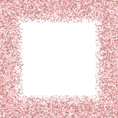 Pembe altın glitter kalpler kaotik yapılan sınır beyaz Sevgiliye arka plan vektör