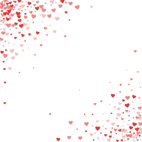 Красные сердца конфетти рассеять абстрактные углы на белом валентинке фон Векторная иллюстрация — стоковый вектор
