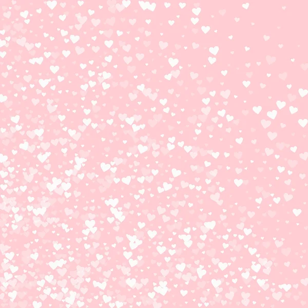 Corações brancos confetti Abstrato bagunça no palepink valentine fundo Vector ilustração — Vetor de Stock