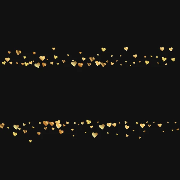 Altın gradyan konfeti dağılım satırları siyah Sevgiliye arka plan vektör çizim üzerinde hearts — Stok Vektör