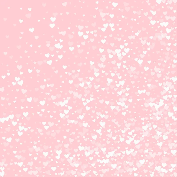 Corazones blancos confeti Abstracto dispersión aleatoria en el fondo de San Valentín palepink Vector — Vector de stock