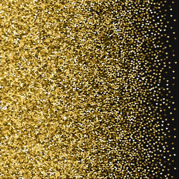 Paillettes dorées faites de coeurs Gradient gauche sur fond valentin noir Illustration vectorielle — Image vectorielle