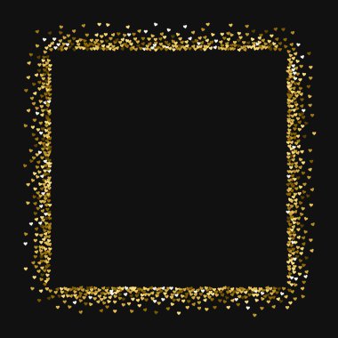 Altın glitter kalpler kare yapılmış soyut siyah Sevgililer arka planda vektör şekli